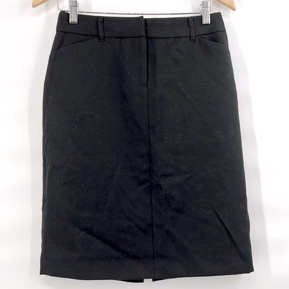 J crew black wool skirt size 2 academia librarian career office twee